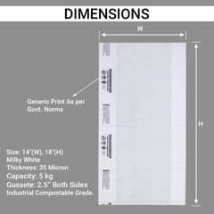 COMPOSTABLE MILKY WHITE BAGS (SIZE: 14"x18", 35 MICRON)